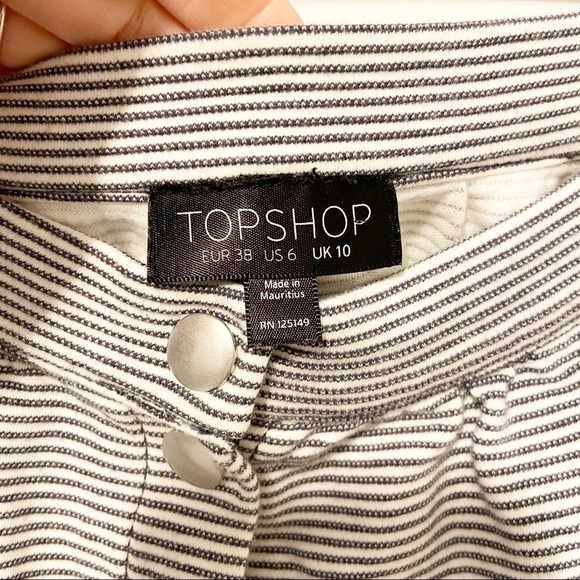 Topshop | Striped Snap Button Front Mini Skirt Size 6 - Picture 3 of 9